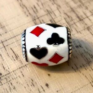 BRIGHTON RED BLACK WHITE ENAMEL ENAMEL BEAD LAS VEGAS CASINO LUCKY